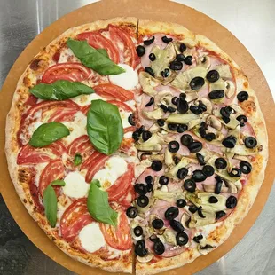 1/2 Margarita and 1/2 Capricciosa