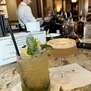 Signature drink: the mint julep and a bourbon sour