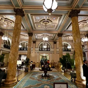 the lobby of a hotel