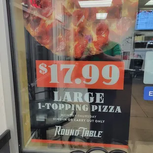 Pizza Special on the window.
