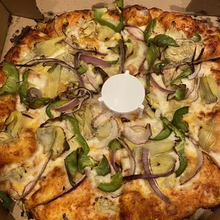 Small Create Your Own Pizza with Artichoke Hearts, Green Peppers, and Red Onions