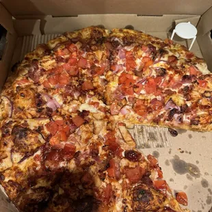 Pie full of tomatoes and onions