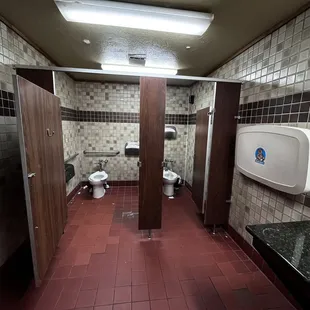 Filthy restroom, looked like hasn't been thoroughly deep cleaned in decades.