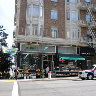 a street corner with a store front