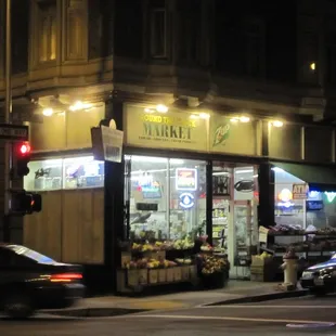 a street corner at night