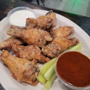 Garlic parm wings with side of Nashville hot and ranch