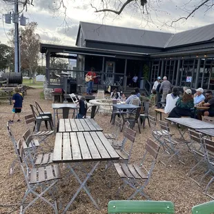 Enjoying live acoustic guitar player, great outdoor space!