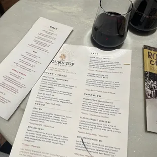 Wine &amp; seasonal menu