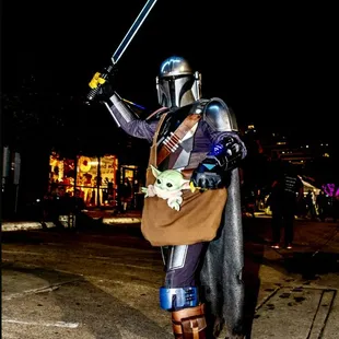 a man dressed as boba fett