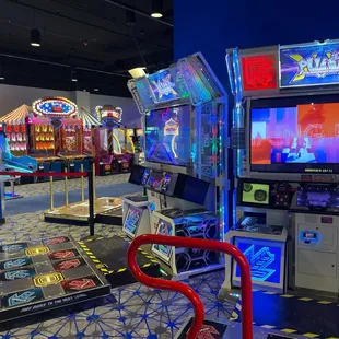 a row of arcade games