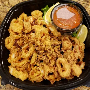 Calamari, no cheese, extra marinara