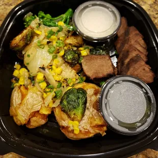 Flat Iron Steak Bowl, medium well