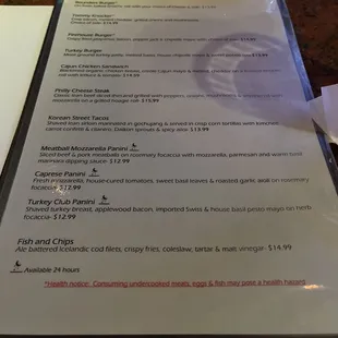 a menu on a table at a restaurant