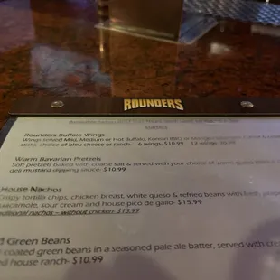 a menu on a table at a restaurant