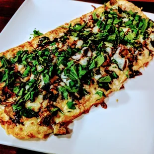 Flatbread pizza with Ratatouille veggies. Half off due to happy hour.
