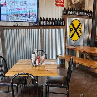 tables and chairs in a room