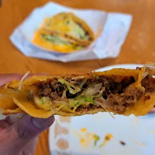 Inside a beef taco