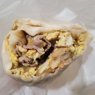 the inside of a burrito