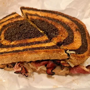 Grilled Reuben has your choice of mustard or Thousand Island dressing