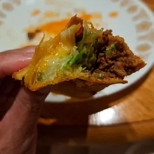 Inside a beef taco