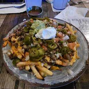 Carne Asada nachos with fries. BOMB