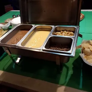 Nacho Bar from party menu (chips, salsa, and jalapenos out of frame)