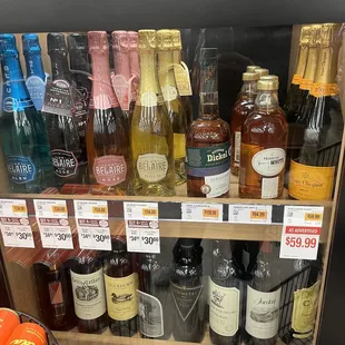 a display of alcohol bottles