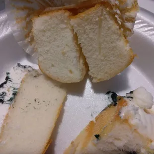 Top: Cupcakes had the texture of wheat bread.  Bottom: Saints cake was delicious on the inside.