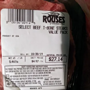 Got to grab some $4.97/lb T Bone Steak