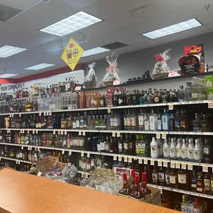 shelves of alcohol and liquor