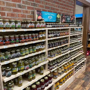 shelves of preserves