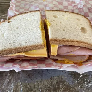 Ham turkey cheese on gluten free bread