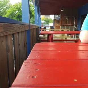 Just picnic tables on the patio.
