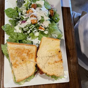 Turkey club with side salad