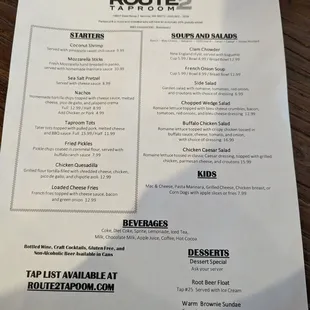 Front of menu.