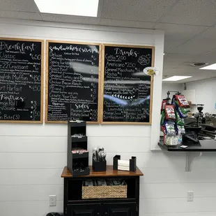 Menu and ordering counter inside