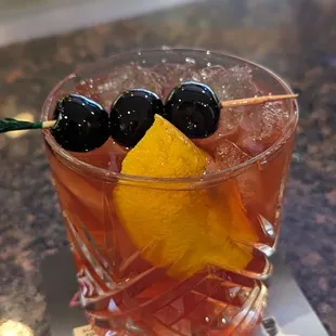 a drink with olives