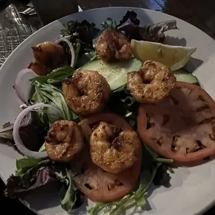 House salad with shrimp.