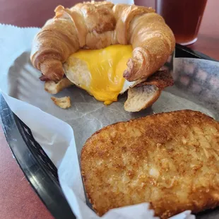 Breakfast sandwhich on croissants