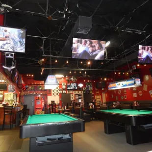 Four pool tables and tons of TVs!