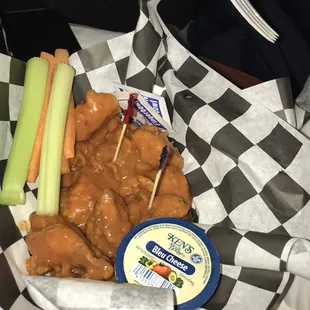 Boneless chicken wings, spicy murder sauce...good, but a little too much sauce