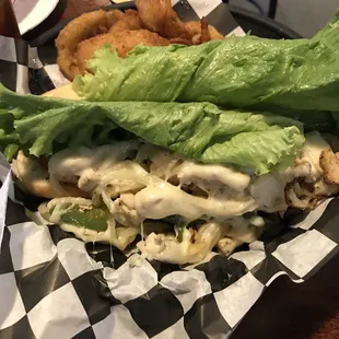 Chicken cheesesteak... came with cubed chicken instead of shredded chicken. Tasty but not what I expected