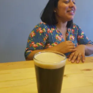 My wife enjoying that Colorado Cream Stout 4.6% aka lite weight for the ladies