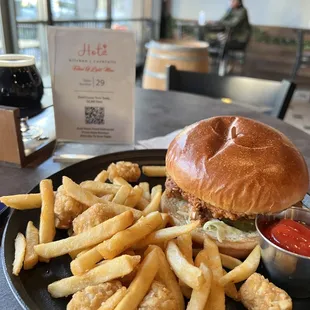 Chicken sandwich from Holtz next door and delicious beer!!!