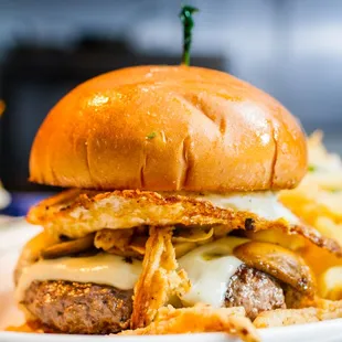 a burger and french fries