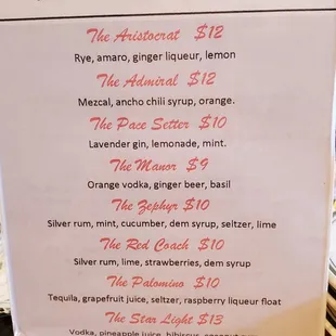menu