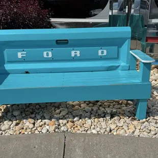 Bench outside diner