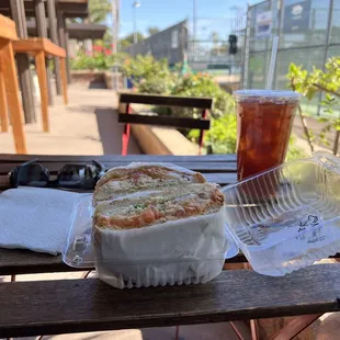 Large iced tea and a Barnes Chipotle sandwich