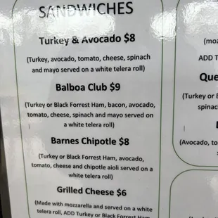 menu