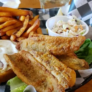 Can't ask for more than this. Lettuce, tomato, pickle, and onion buried by perch.